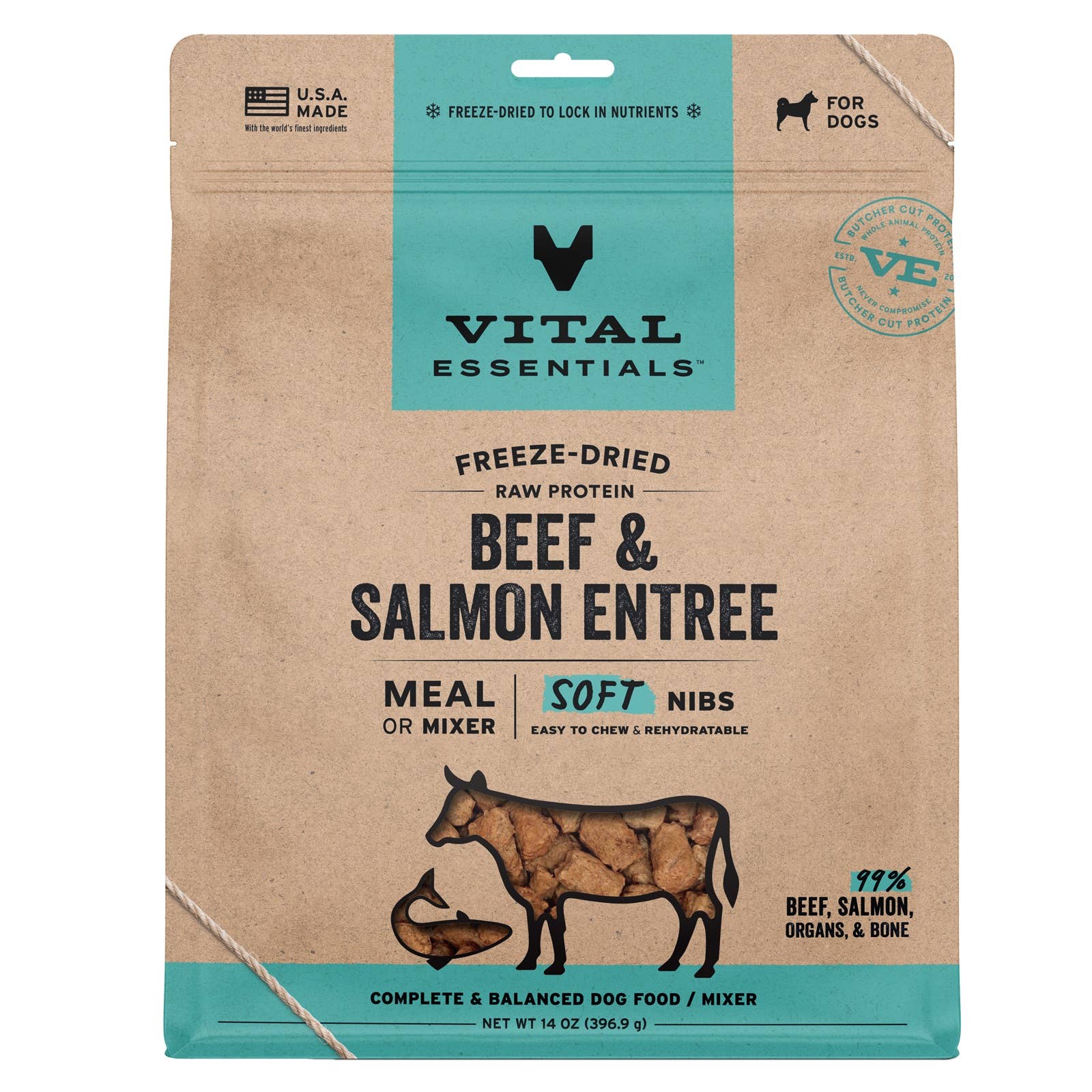 Vital Essentials Beef Salmon Entree Soft Nibs 14oz