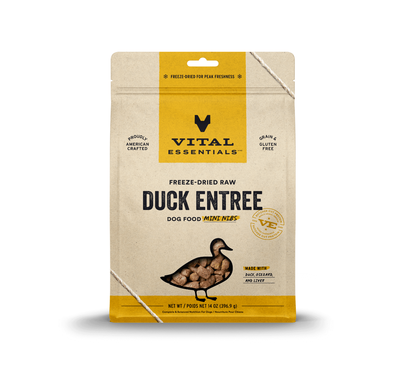 Vital Essentials Raw Duck FD Dog Food Mini Nibs 14 oz