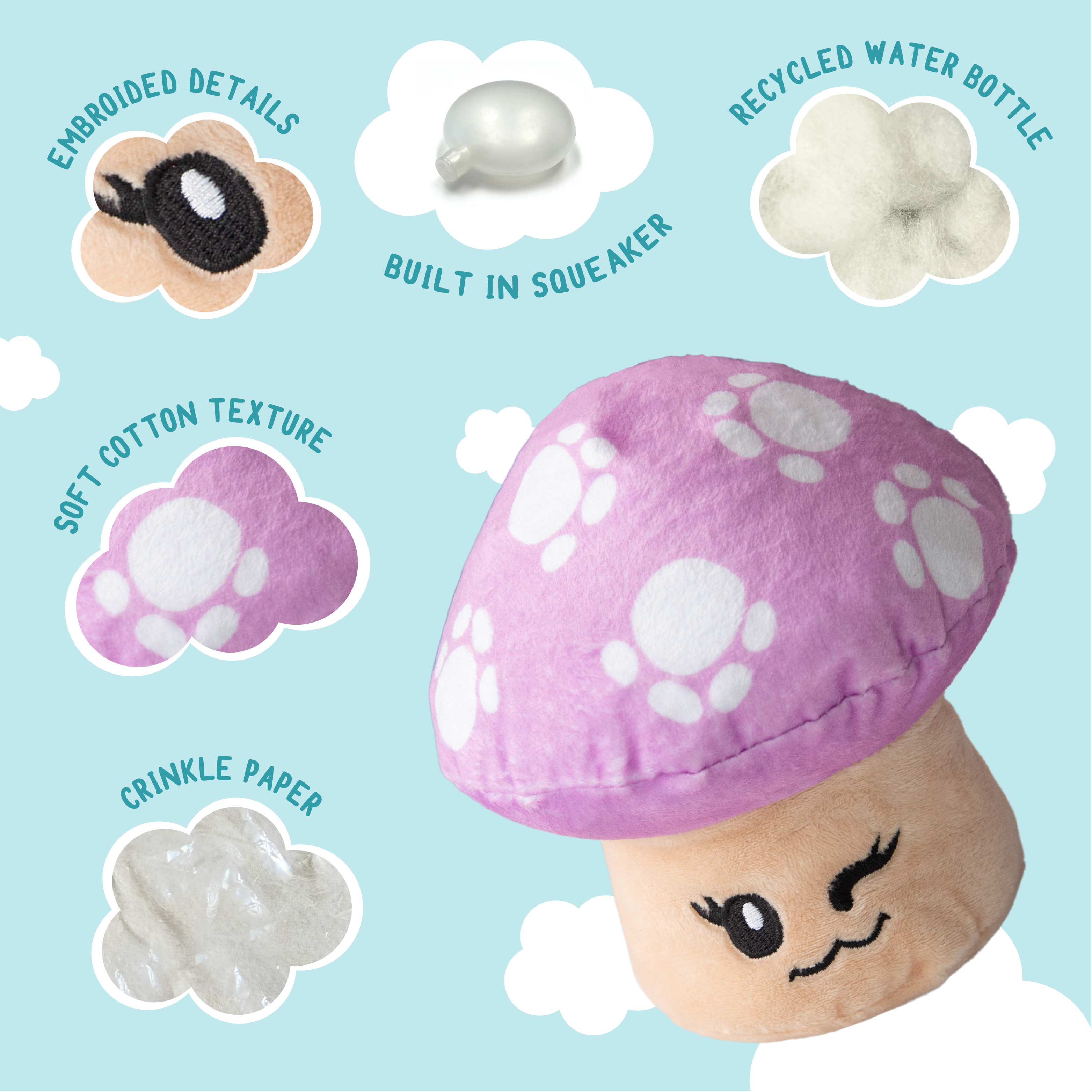 SnugArooz Magic the Mushroom Plush Dog Toy 7"