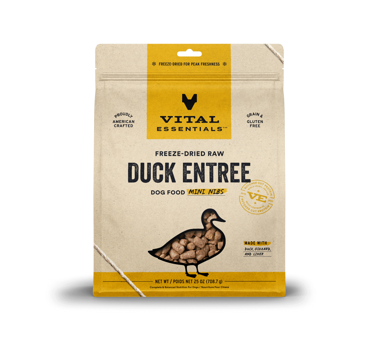 Vital Essentials Raw Duck FD Dog Food Mini Nibs 25 oz