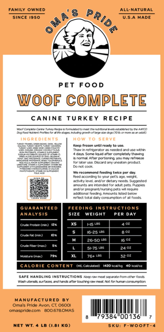 Woof Complete Canine Turkey Recipe