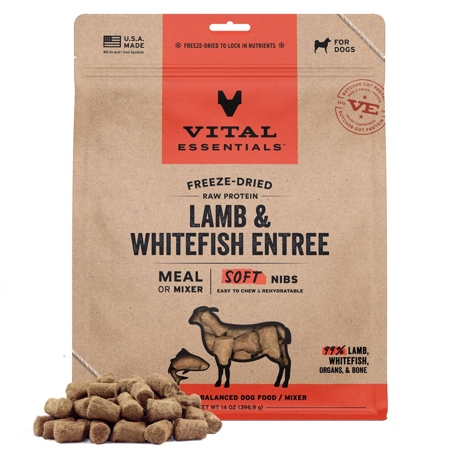 Vital Essentials Lamb Whitefish Entree Soft Nibs 14oz